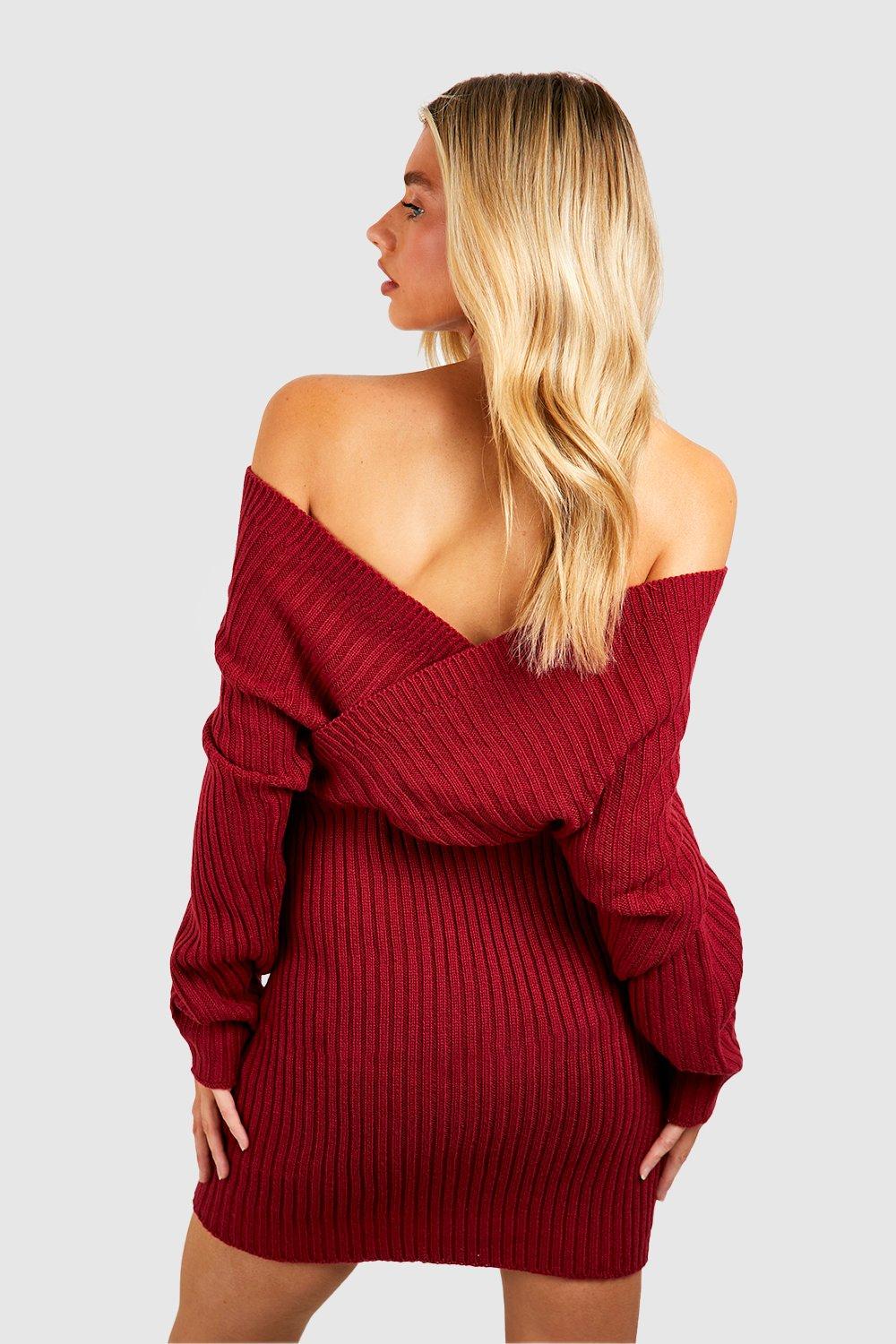 Knitted sweater dress 2025 off the shoulder